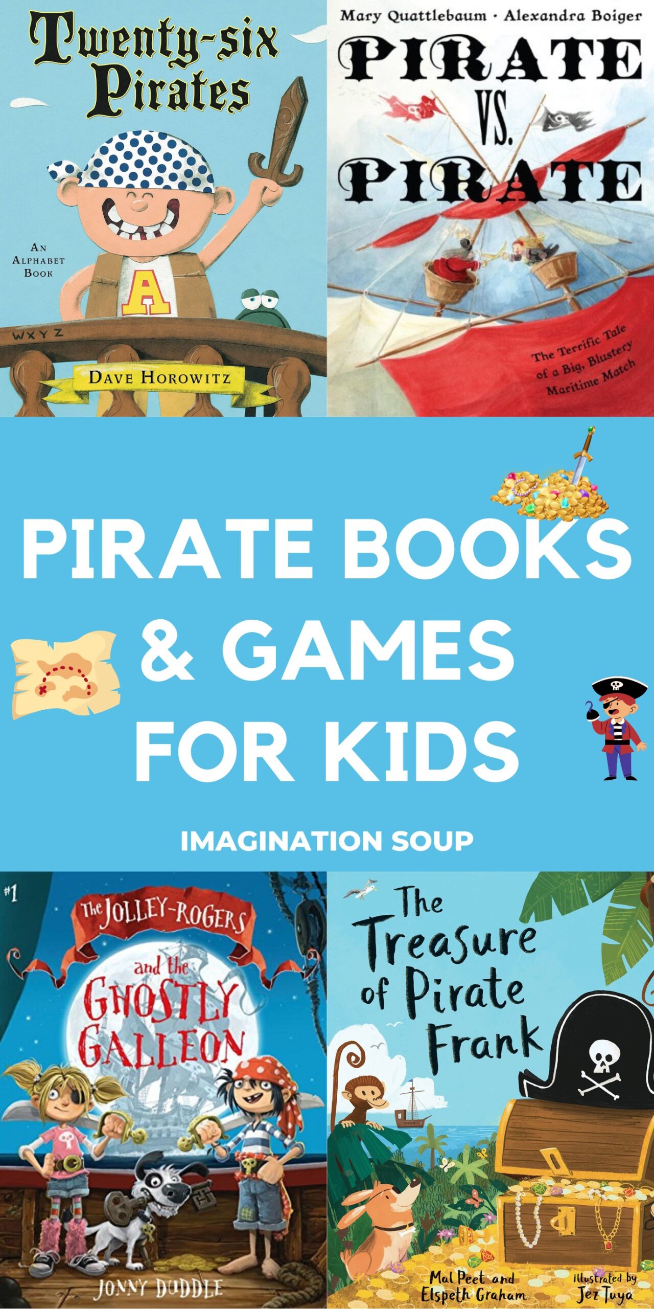 Ahoy! Get your eye patches ready and read the best pirate books, play pirate games, and pretend play pirate. Arrrrrg.